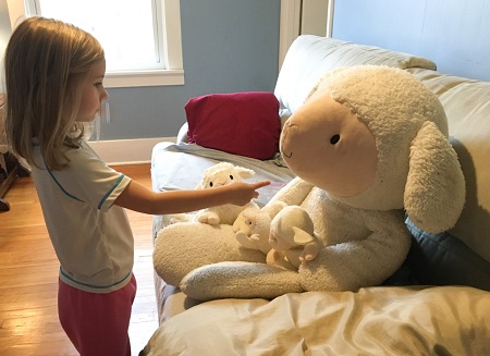 Another Think Coming--little girl lectures stuffed sheep