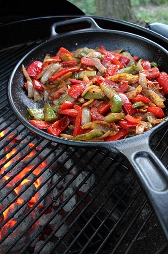 Piping Hot--fajitas on a grill