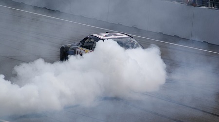 Running on Fumes--race car with fumes